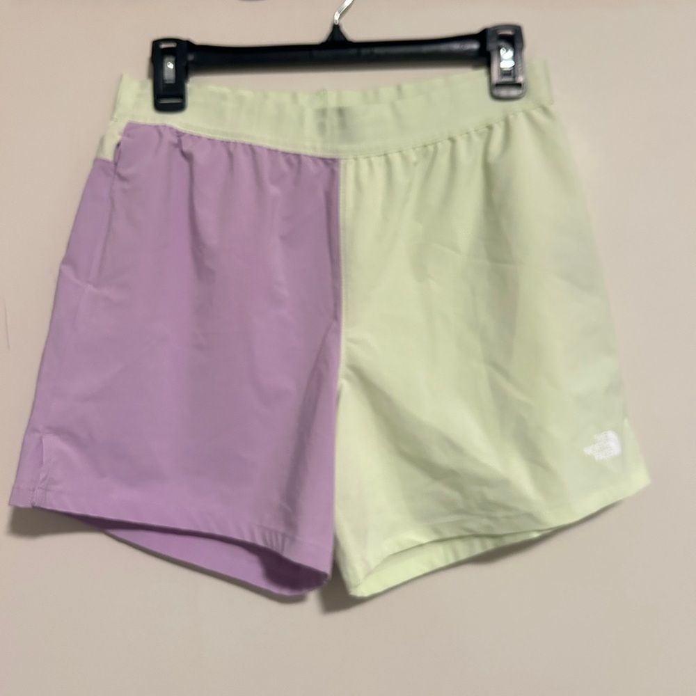 The North Face Two-Tone Lavender and Pale Yellow Athletic Shorts - Picture 4 of 4